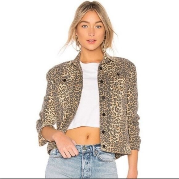 ATM Anthony Thomas Melillo Leopard PrintDenim Button Down Jacket Medium - Picture 1 of 9